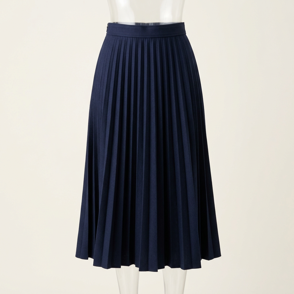 Illustrative image of a women's navy midi skirt