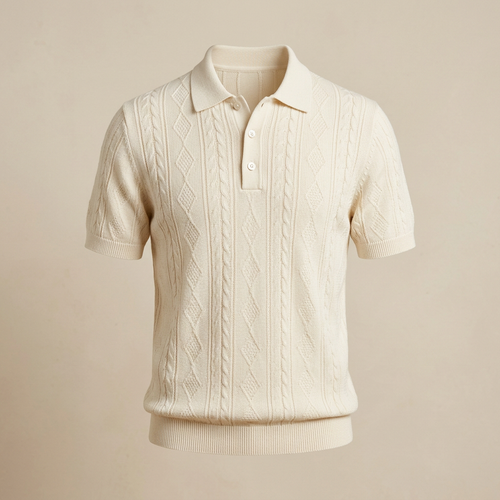 Illustrative image of a men's ivory polo