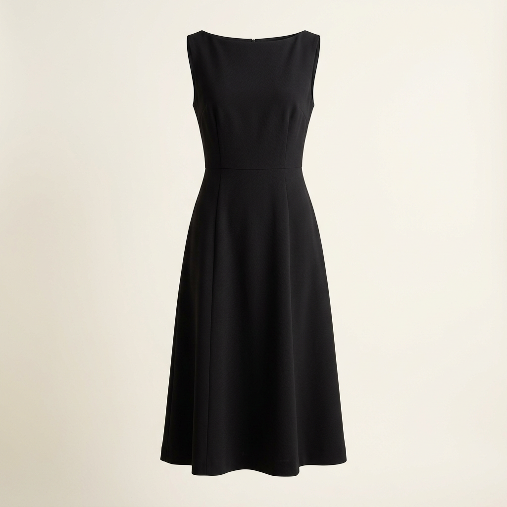 Illustrative image of a women's black midi dress